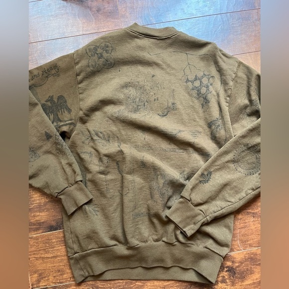 Los Angeles Apparel Cotton 14 Heavy Fleece Crew Neck Sweatshirt Olive Green - Picture 6 of 7